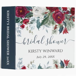 Elegant Winter Floral Bridal Shower Photo Album 3 Ring Binder