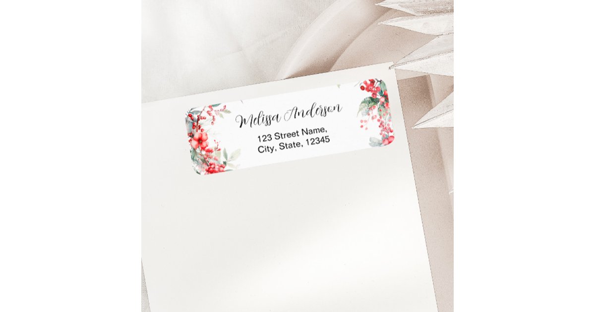 Elegant Winter Floral Bridal Shower Return Address Label | Zazzle