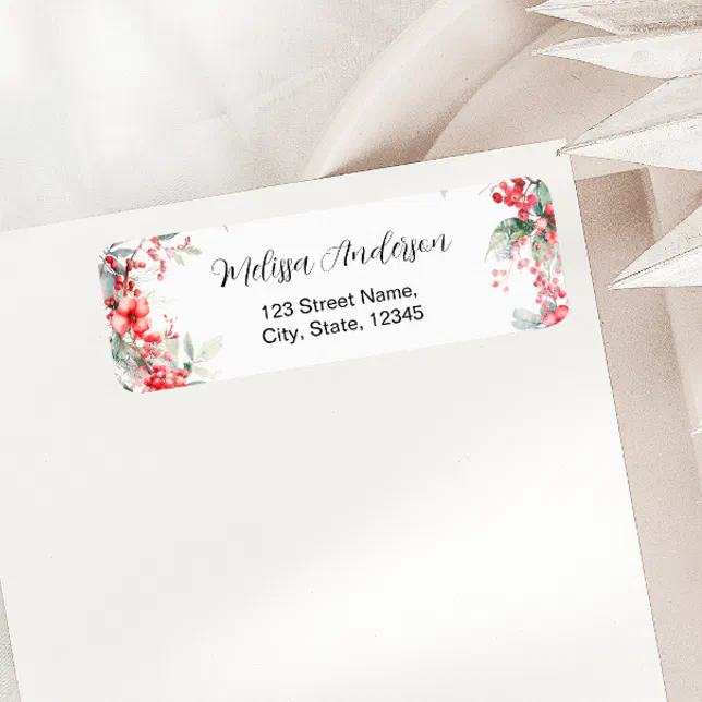 Elegant Winter Floral Bridal Shower Return Address Label | Zazzle