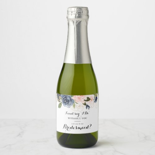 Elegant Winter Floral Bridesmaid Proposal Sparkling Wine Label