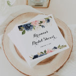 Elegant Winter Floral Calligraphy Bridal Shower Napkins<br><div class="desc">These elegant winter floral calligraphy bridal shower napkins are perfect for a modern wedding shower. The design features beautiful hand-painted dark blue,  blue,  navy,  pink ,  blush,  gold flowers and green foliage,  bunched into elegant bouquets.</div>