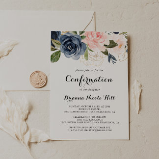 Elegant Winter Floral Calligraphy Confirmation Invitation