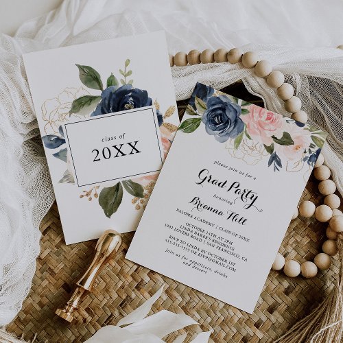 Elegant Winter Floral Calligraphy Grad Party