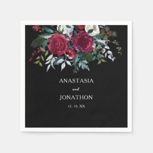 Elegant Winter Floral Christmas Wedding  Napkins