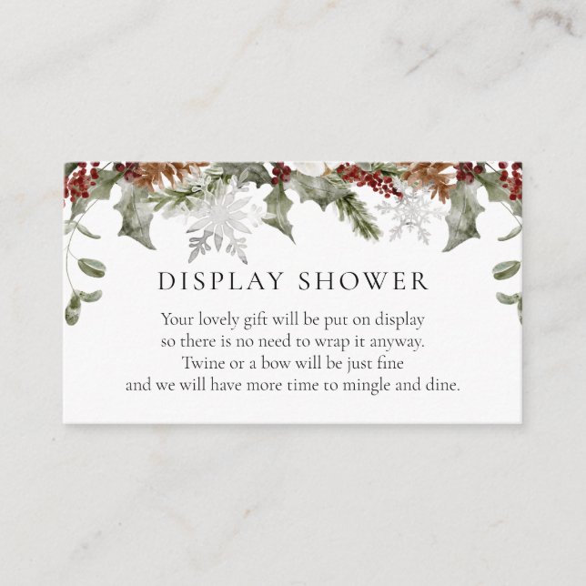 Elegant Winter Floral Display Shower Insert Card (Front)