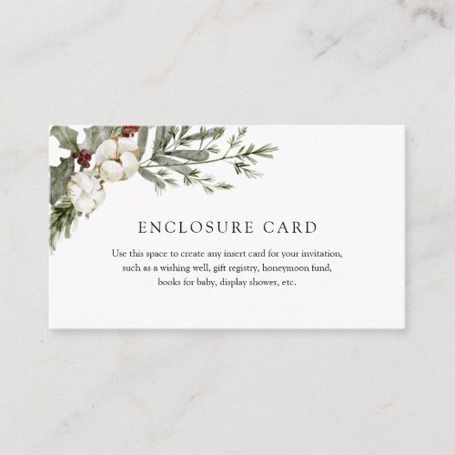 Elegant Winter Floral Enclosure Card