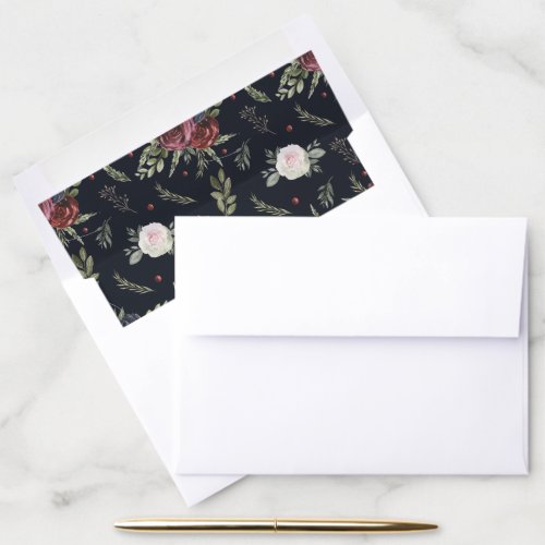 Elegant Winter Floral Greenery Envelope Liner