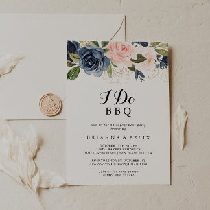 Elegant Winter Floral I Do BBQ Engagement Party Invitation