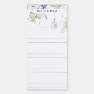 Elegant Winter Floral Personalized Magnetic Notepad