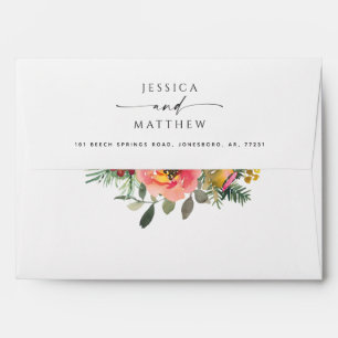 Elegant Winter Floral Pine Christmas Holiday Envelope
