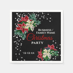 Elegant Winter Floral Poinsettia Party Napkins