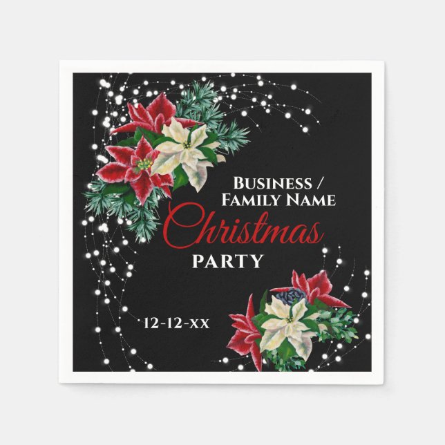 Elegant Winter Floral Poinsettia Party  Napkins (Front)