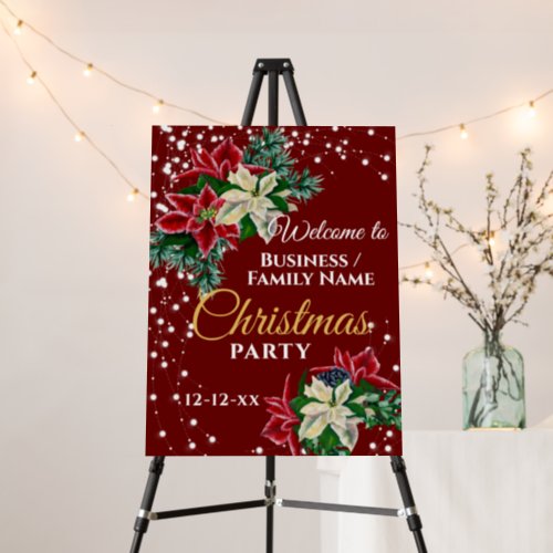 Elegant Winter Floral Poinsettia Party Red Foam Board