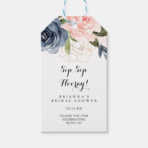 Elegant Winter Floral Sip Sip Hooray Bridal Shower Gift Tags