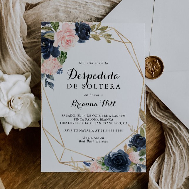 Elegant Winter Floral Spanish Bridal Shower Invitation (Creator Uploaded)