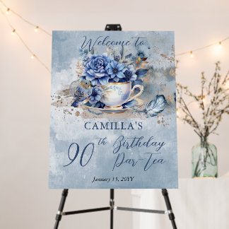 Elegant Winter Floral Teacup 90th Birthday Par-Tea Foam Board