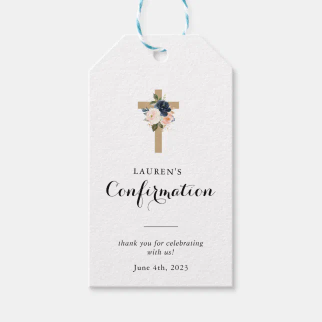 Elegant Winter Floral Thank You Confirmation Gift Tags | Zazzle