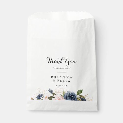 Elegant Winter Floral Thank You Wedding Favor Bag