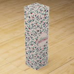 Elegant Winter floral Watercolor Christmas Wine Box<br><div class="desc">This cute watercolor painting of Winter floral Christmas illustration, composed of green holly leaves red berries, winter berries, and pine cones hand-drawn illustration is a perfect design for elegant Christmas holiday theme Party Supplies.</div>