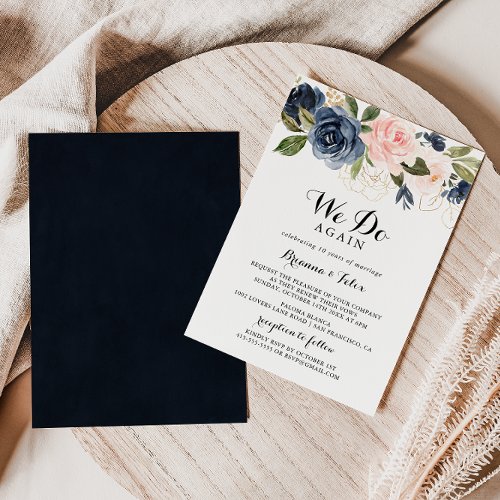 Elegant Winter Floral We Do Again Vow Renewal Invitation