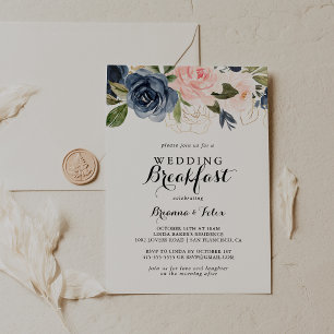 Elegant Winter Floral Wedding Breakfast Invitation