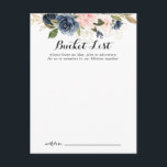 Elegant Winter Floral Wedding Bucket List Cards<br><div class="desc">These elegant winter floral wedding bucket list cards are the perfect activity for a modern wedding reception or bridal shower. The design features beautiful hand-painted dark blue, blue, navy, pink , blush, gold flowers and green foliage, bunched into elegant bouquets. Change the wording to suit any life event. Bucket list...</div>