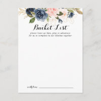 Elegant Winter Floral Wedding Bucket List Cards