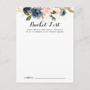 Elegant Winter Floral Wedding Bucket List Cards
