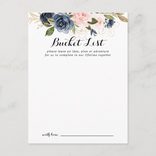 Elegant Winter Floral Wedding Bucket List Cards