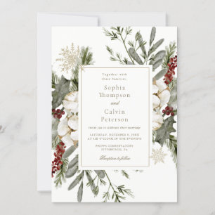 Elegant Winter Floral Wedding Invitation