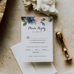 Elegant Winter Floral Wedding Menu Choice RSVP