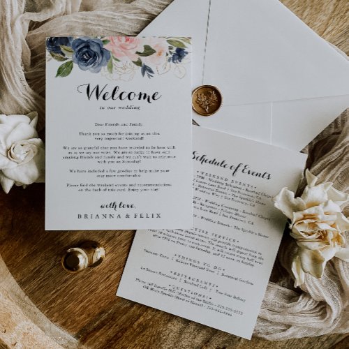 Elegant Winter Floral Wedding Welcome Letter