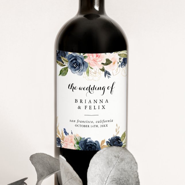 Elegant Winter Floral Wedding Wine Labels (Creator Uploaded)