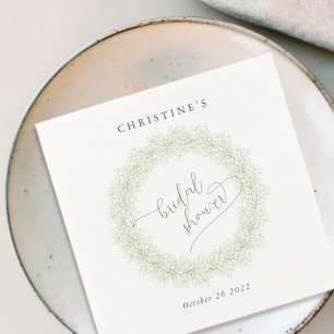 Elegant Winter Floral Wreath Bridal Shower Napkins