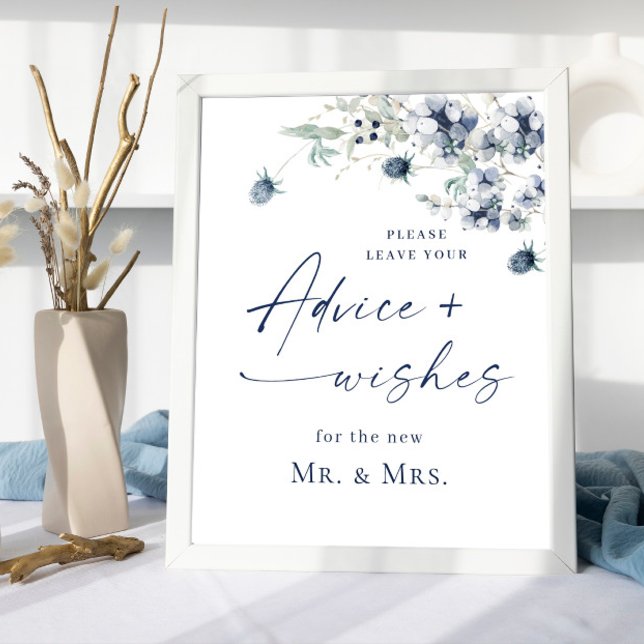 Elegant Winter Foliage Advice & Wishes Wedding Poster (Creator Uploaded)