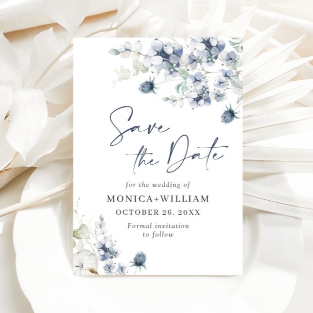 Elegant Winter Foliage Boho Wedding Save the Date (Creator Uploaded)