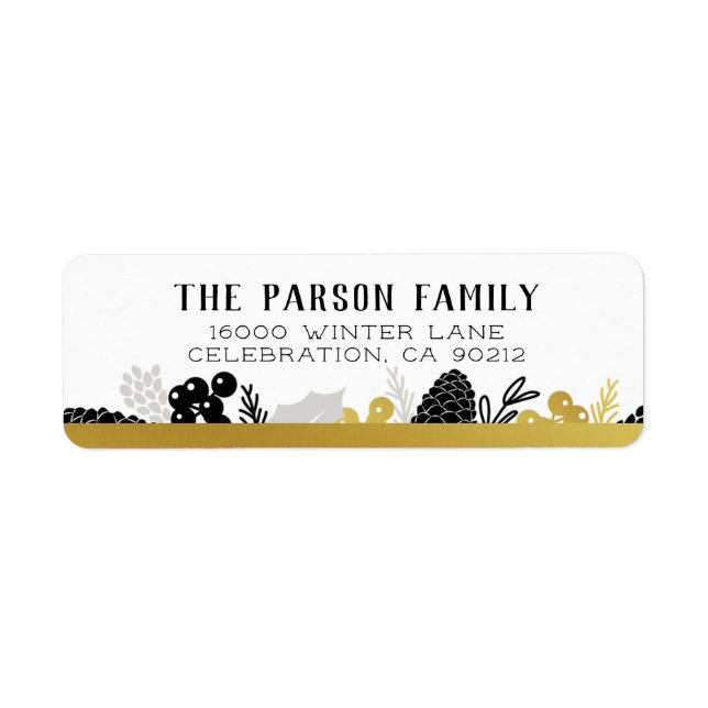 Elegant Winter Foliage Christmas Label (Front)