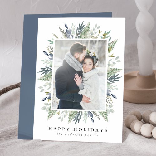 Elegant Winter Foliage  Holiday Photo Card