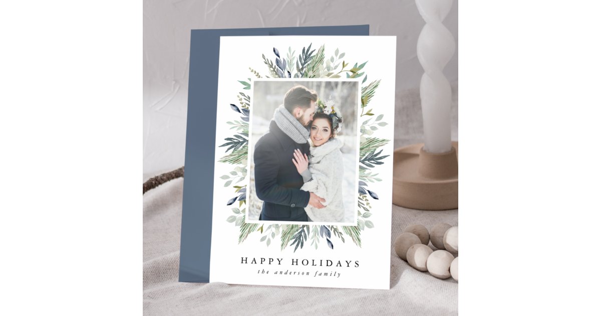 Elegant Winter Foliage | Holiday Photo Card | Zazzle