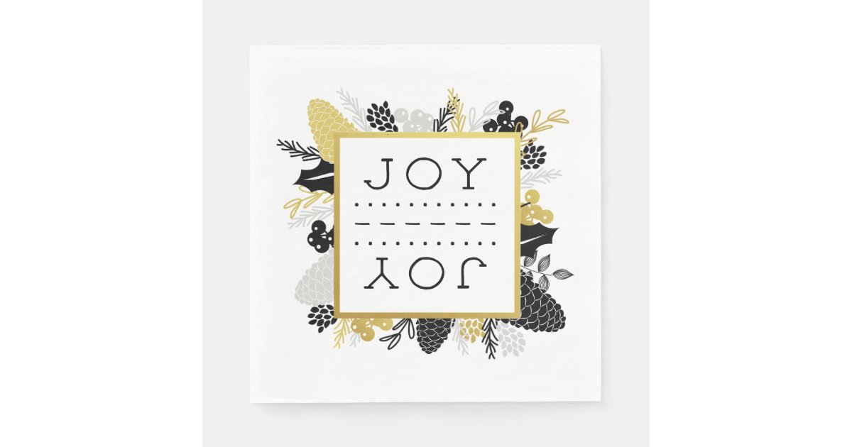 Elegant Winter Foliage Joy Christmas Napkins Zazzle Com