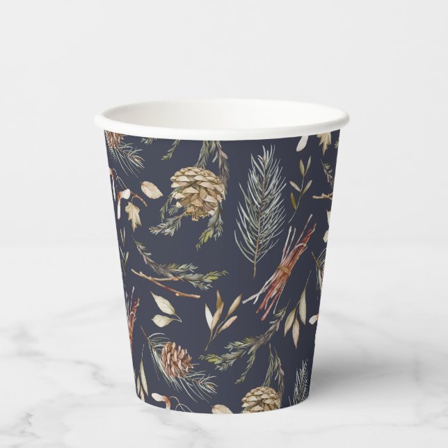 Elegant Winter Foliage Paper Cup  (Front)