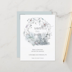 Elegant Winter Foliage Wedding Save The Date Announcement Postcard