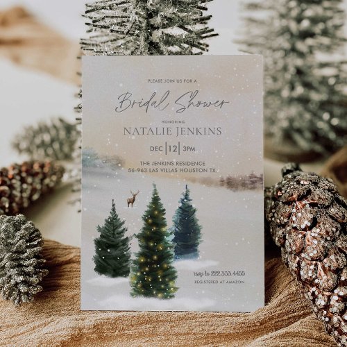 Elegant Winter Forest Bridal Shower Invitation