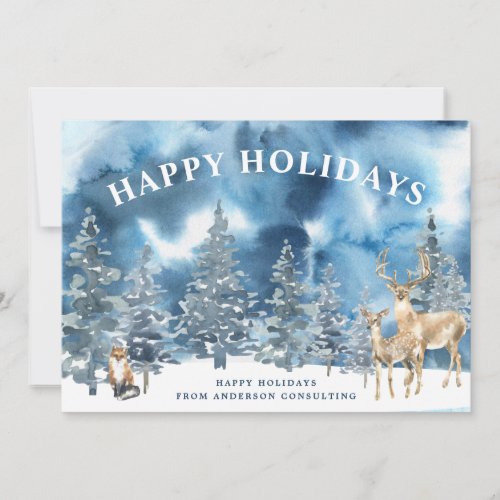 Elegant Winter Forest Business Holiday Card