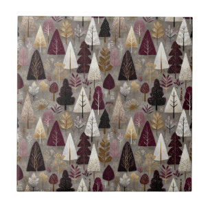 Elegant Winter Forest Christmas Pattern (10) Ceramic Tile