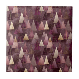 Elegant Winter Forest Christmas Pattern (4) Ceramic Tile