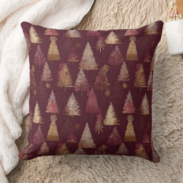 Elegant Winter Forest Christmas Pattern (5) Throw Pillow (Blanket)