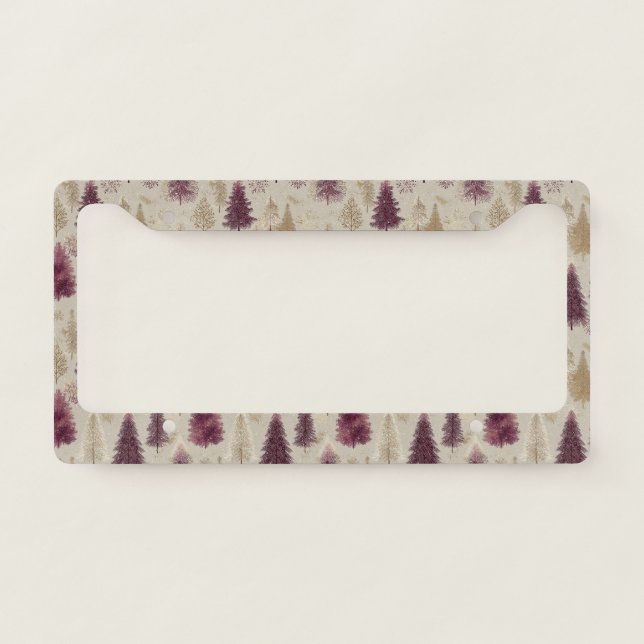 Elegant Winter Forest Christmas Pattern (9) License Plate Frame (Front)