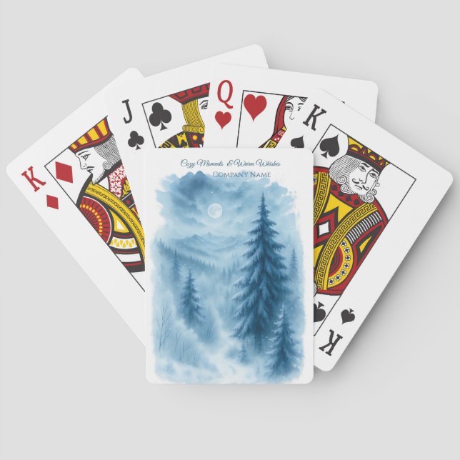 Elegant Winter Forest Corporate Holiday Gifts Poker Cards (Back)