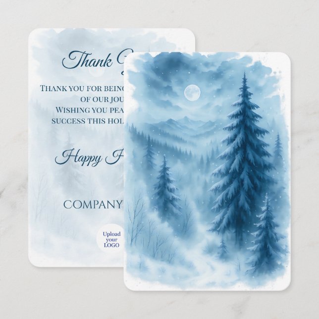 Elegant Winter Forest Corporate Holiday Gifts Thank You Card (Front/Back)